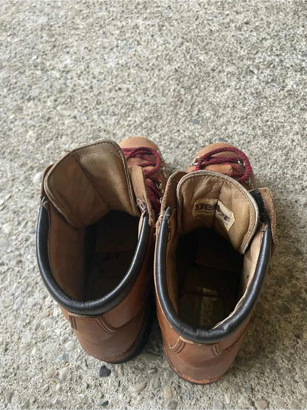 Vintage Mens DEXTER Hiking Mountaineering Boots Tan Leather Size 8M Vibram Sole